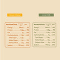 Honey Cheese and Lime Chilli functional bars nutrition facts showing protein, fibre and calories