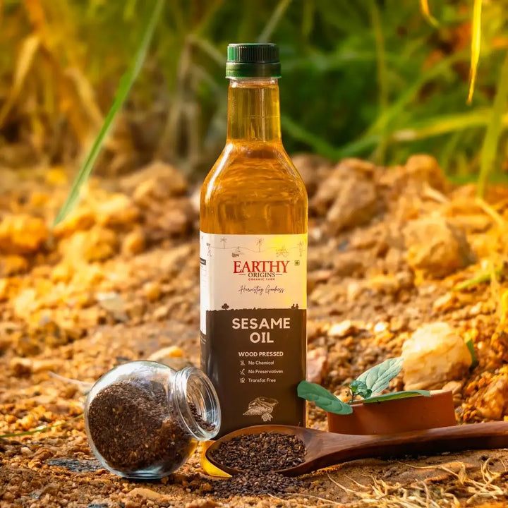 Organic sesame oil, cold pressed black sesame oil, pure sesame oil, best sesame oil online, sesame edible oil, edible sesame oil for food.